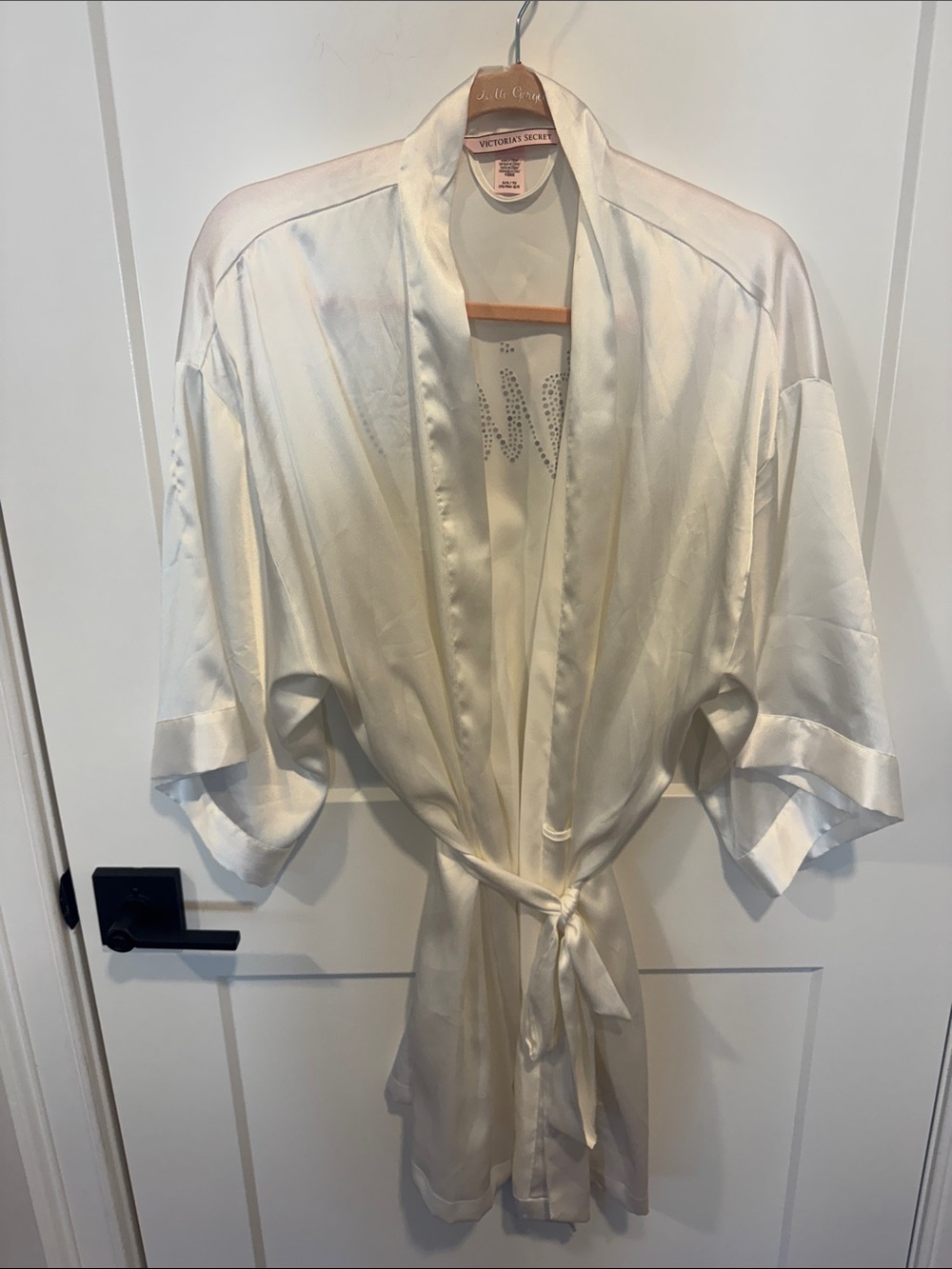 Victoria's Secret Ivory Satin Bride Robe with Rhinestone Script - Picture 2 of 2